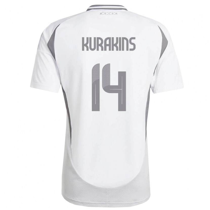 Danxen Dámské Lotyšsko Adrians Kurakins #14 Bílá Tmavě Šedá Daleko Hráčské Dresy 26-28 Dres