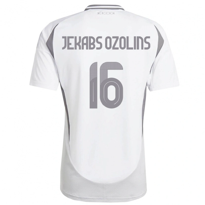 Danxen Dámské Lotyšsko Olivers Jekabs Ozolins #16 Bílá Tmavě Šedá Daleko Hráčské Dresy 26-28 Dres