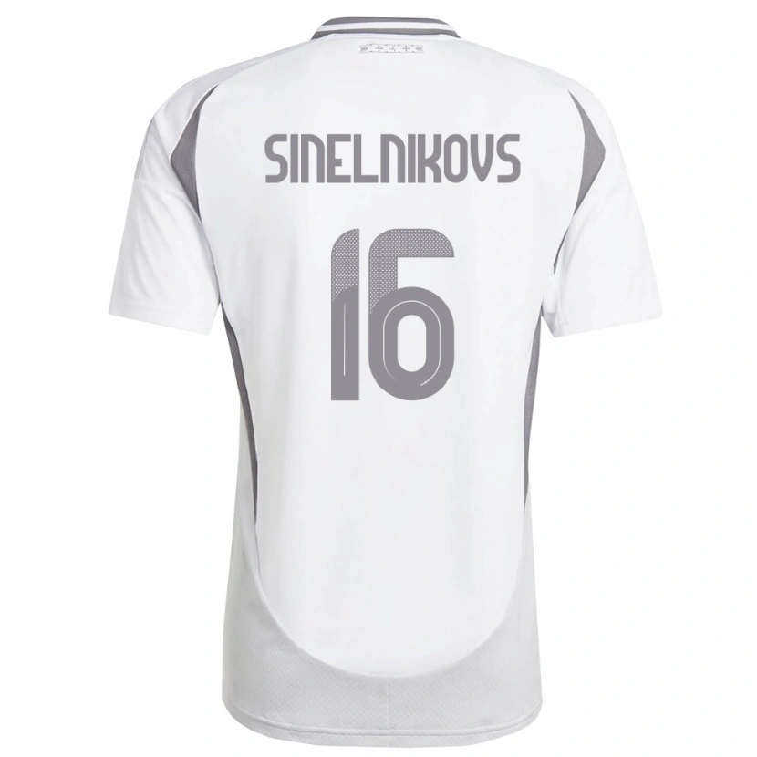 Danxen Dámské Lotyšsko Aleksandrs Sinelnikovs #16 Bílá Tmavě Šedá Daleko Hráčské Dresy 26-28 Dres