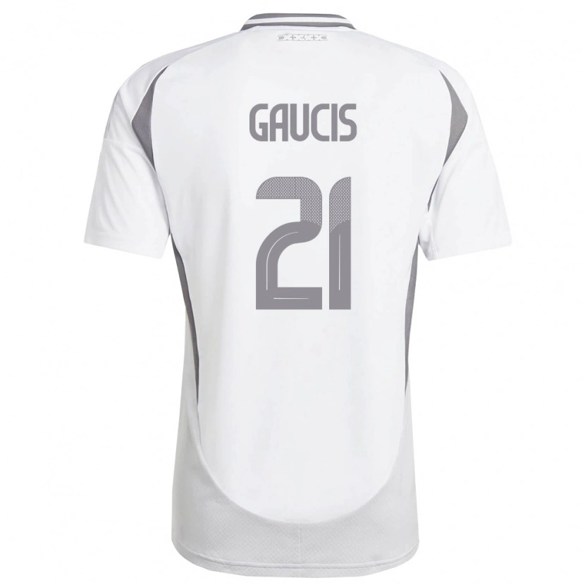 Danxen Dámské Lotyšsko Rodrigo Gaucis #21 Bílá Tmavě Šedá Daleko Hráčské Dresy 26-28 Dres