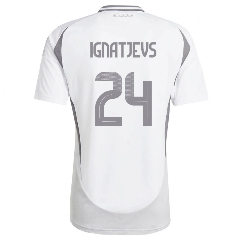 Danxen Dámské Lotyšsko Denis Ignatjevs #24 Bílá Tmavě Šedá Daleko Hráčské Dresy 26-28 Dres