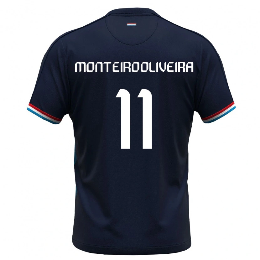 Danxen Dámské Lucembursko Diego Monteiro Oliveira #11 Královská Modrá Červená Daleko Hráčské Dresy 26-28 Dres