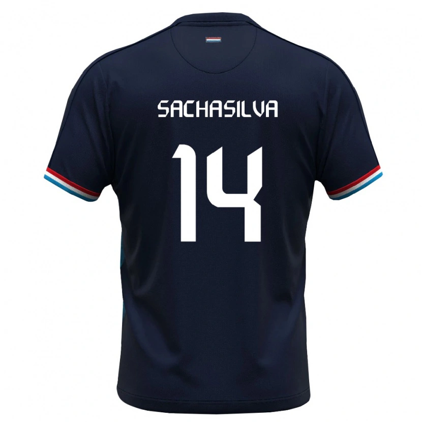 Danxen Dámské Lucembursko Sacha Carvalho Da Silva #14 Královská Modrá Červená Daleko Hráčské Dresy 26-28 Dres