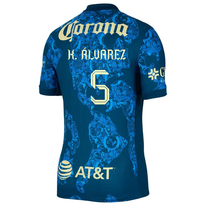 Danxen Dětské Kevin Álvarez #5 Modrá Žlutá Daleko Hráčské Dresy 2024/25 Dres