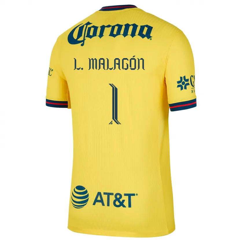 Danxen Dámské Luis Malagón #1 Žlutá Modrá Domů Hráčské Dresy 2024/25 Dres