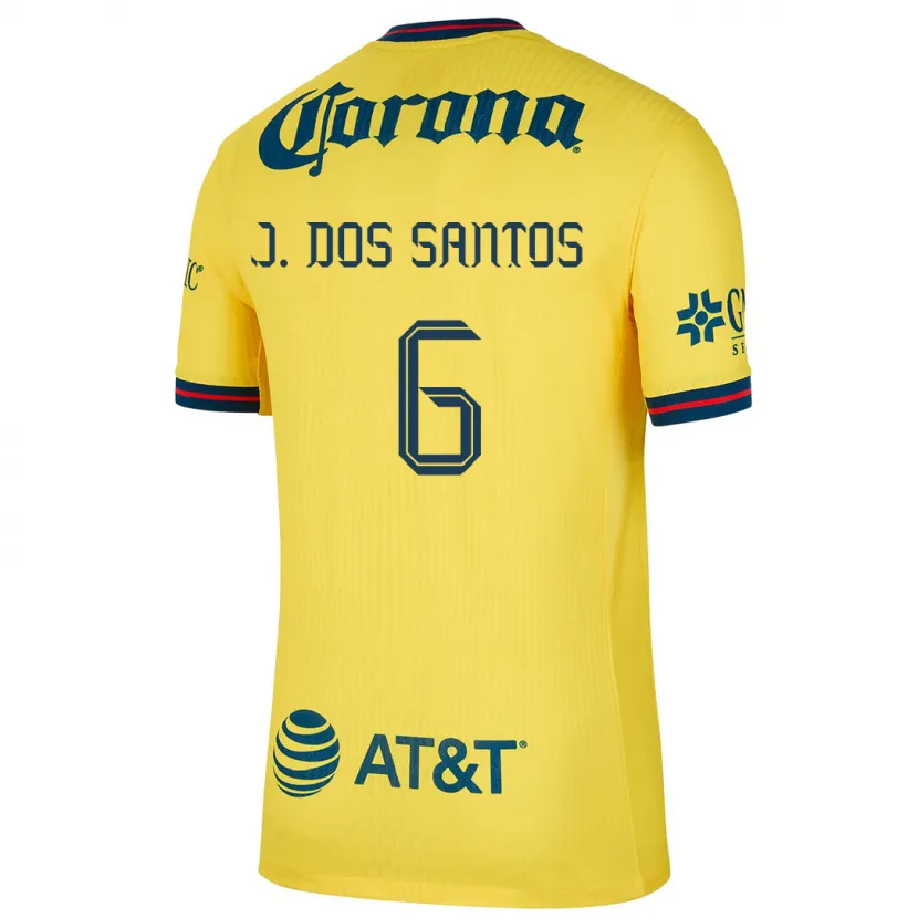 Danxen Dámské Jonathan Dos Santos #6 Žlutá Modrá Domů Hráčské Dresy 2024/25 Dres
