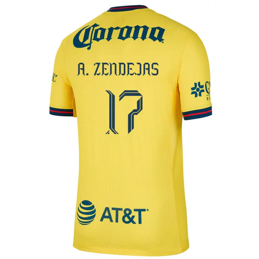 Danxen Dámské Álex Zendejas #17 Žlutá Modrá Domů Hráčské Dresy 2024/25 Dres