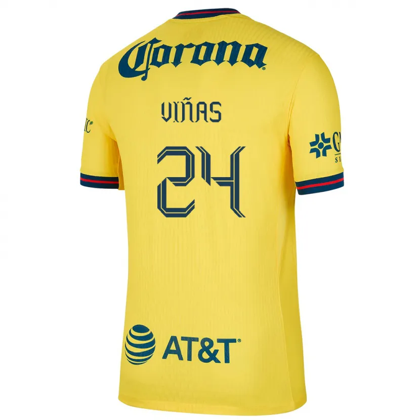 Danxen Dámské Federico Viñas #24 Žlutá Modrá Domů Hráčské Dresy 2024/25 Dres
