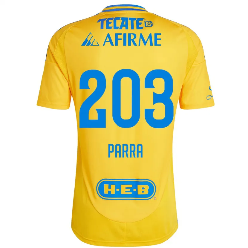 Danxen Dětské Bernardo Parra #203 Zlatožlutá Domů Hráčské Dresy 2024/25 Dres