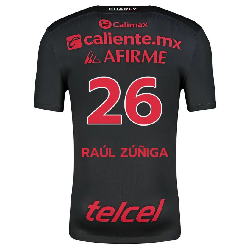 Danxen Dětské José Raúl Zúñiga #26 Černá Červená Domů Hráčské Dresy 2024/25 Dres