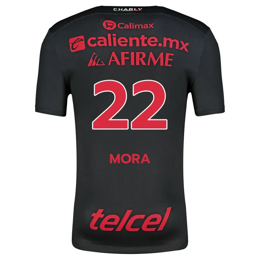 Danxen Pánské Bianca Mora #22 Černá Červená Domů Hráčské Dresy 2024/25 Dres