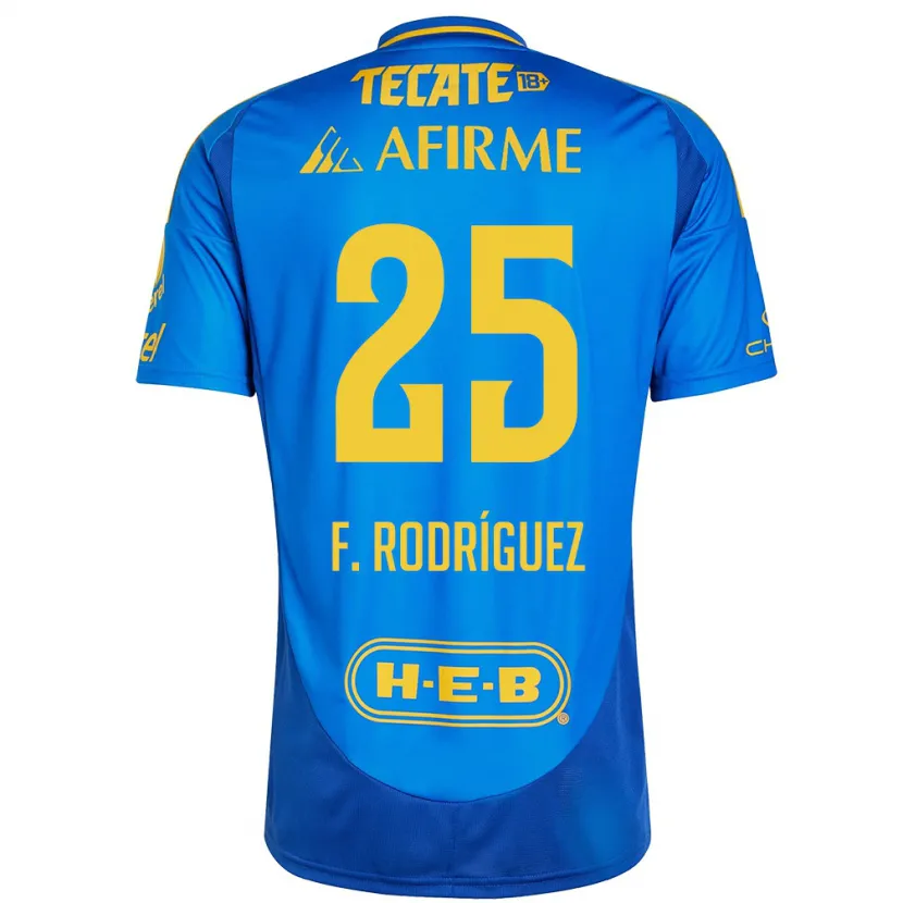 Danxen Dámské Felipe Rodríguez #25 Modrá Žlutá Daleko Hráčské Dresy 2024/25 Dres