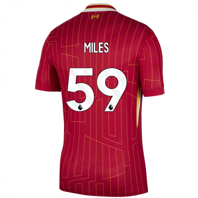 Danxen Dětské Terence Miles #59 Červená Žlutá Bílá Domů Hráčské Dresy 2024/25 Dres