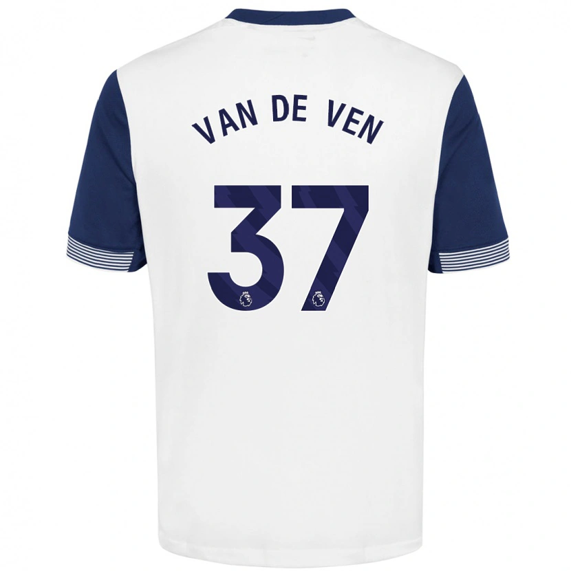 Danxen Dětské Micky Van De Ven #37 Bílá Modrá Domů Hráčské Dresy 2024/25 Dres