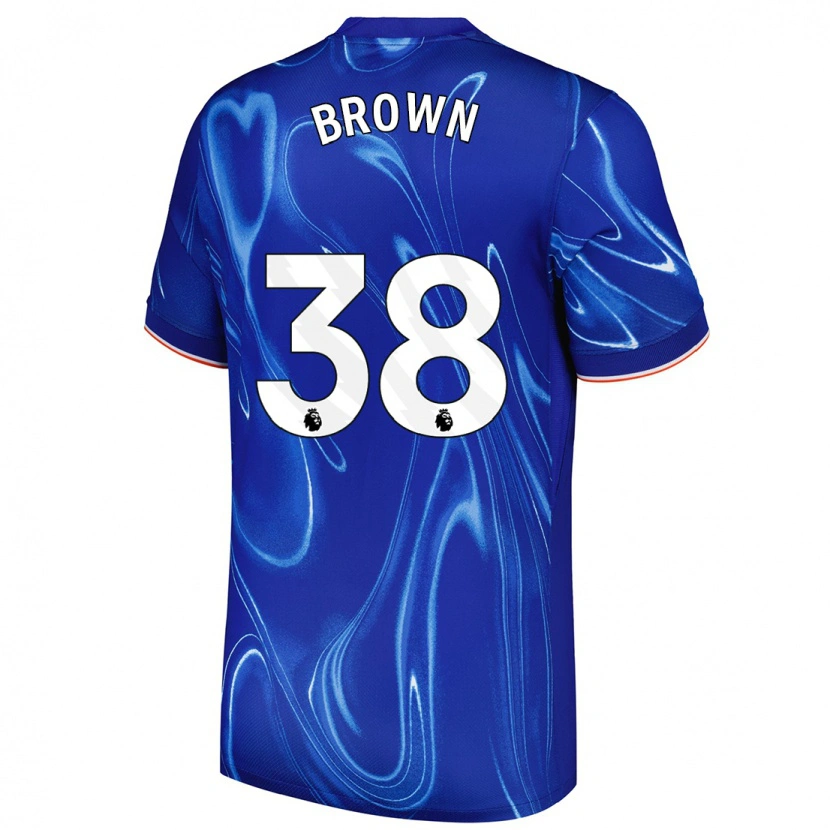 Danxen Dětské Cerys Brown #38 Modrá Bílá Domů Hráčské Dresy 2024/25 Dres