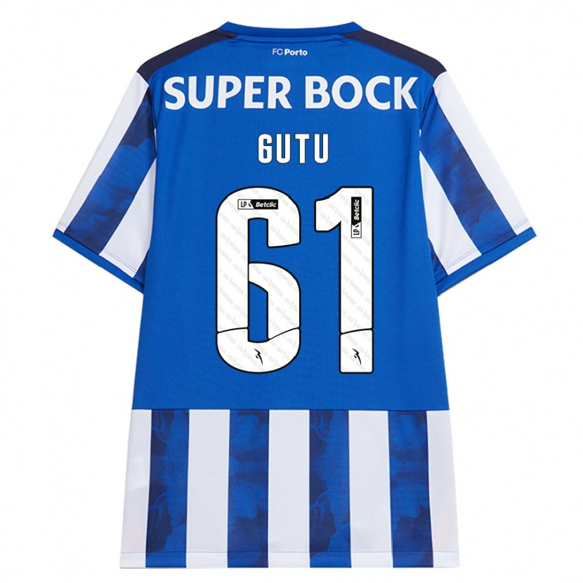 Danxen Dětské Denis Gutu #61 Modrá Bílá Domů Hráčské Dresy 2024/25 Dres