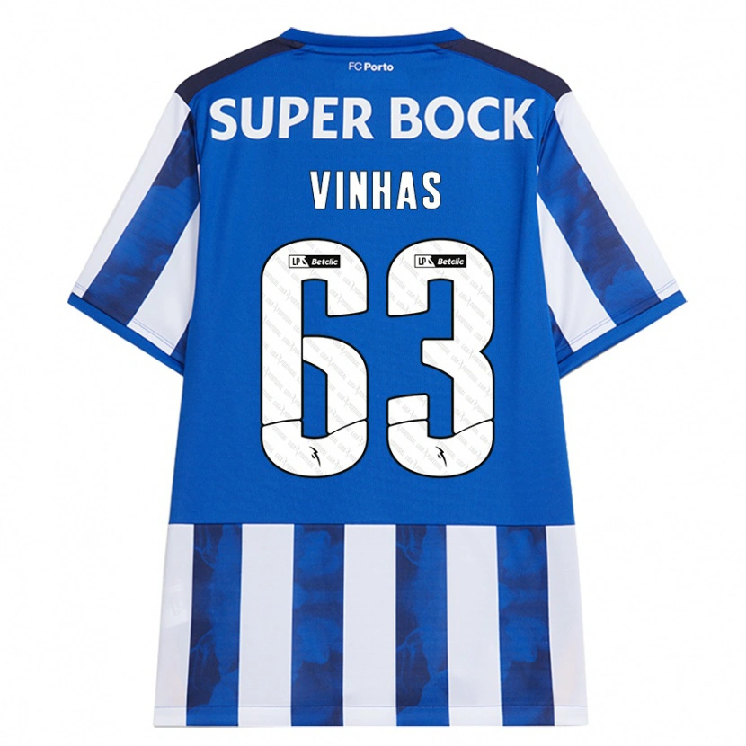 Danxen Dětské David Vinhas #63 Modrá Bílá Domů Hráčské Dresy 2024/25 Dres