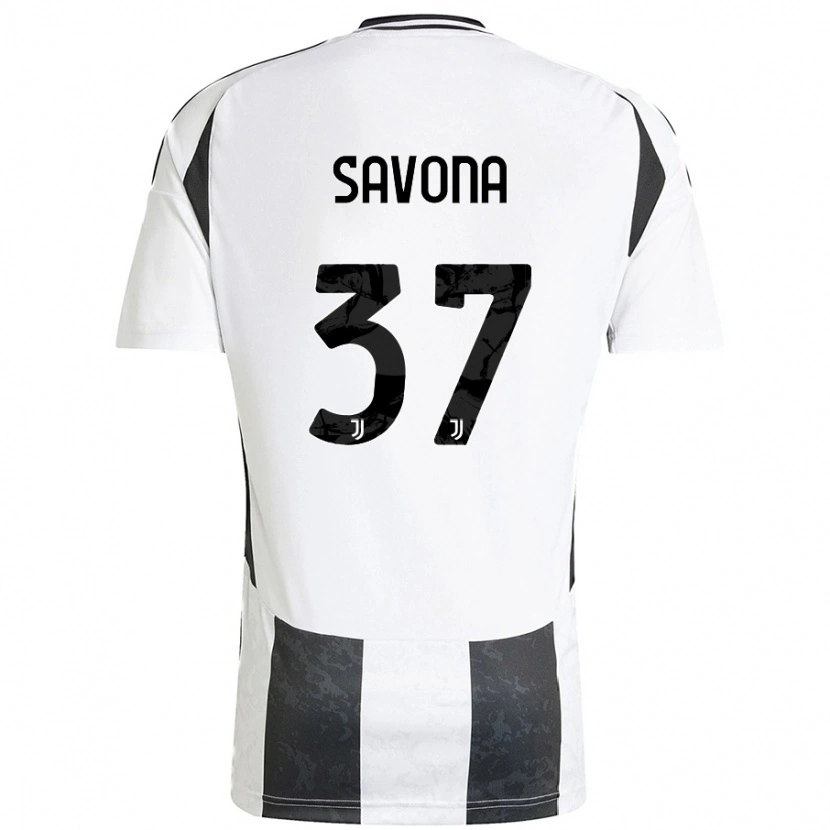 Danxen Dětské Nicolò Savona #37 Bílá Černá Domů Hráčské Dresy 2024/25 Dres
