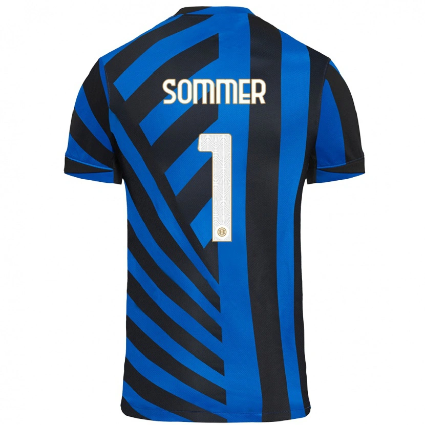 Danxen Dětské Yann Sommer #1 Modrá Černá Domů Hráčské Dresy 2024/25 Dres