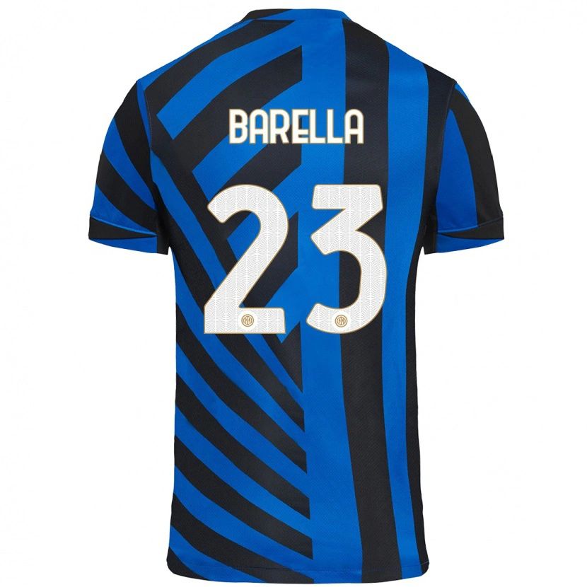 Danxen Dětské Nicolò Barella #23 Modrá Černá Domů Hráčské Dresy 2024/25 Dres