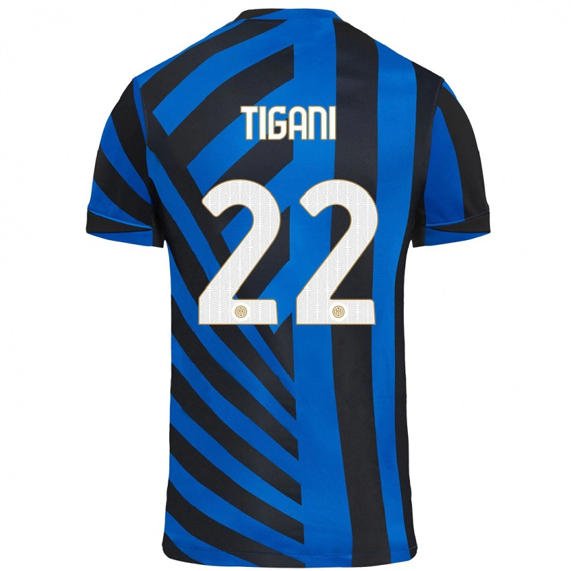 Danxen Dětské Edoardo Tigani #22 Modrá Černá Domů Hráčské Dresy 2024/25 Dres
