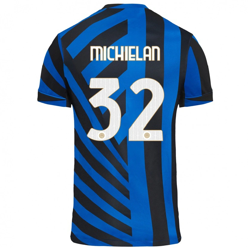 Danxen Dětské Mattia Michielan #32 Modrá Černá Domů Hráčské Dresy 2024/25 Dres
