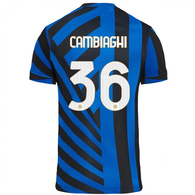 Danxen Dětské Michela Cambiaghi #36 Modrá Černá Domů Hráčské Dresy 2024/25 Dres