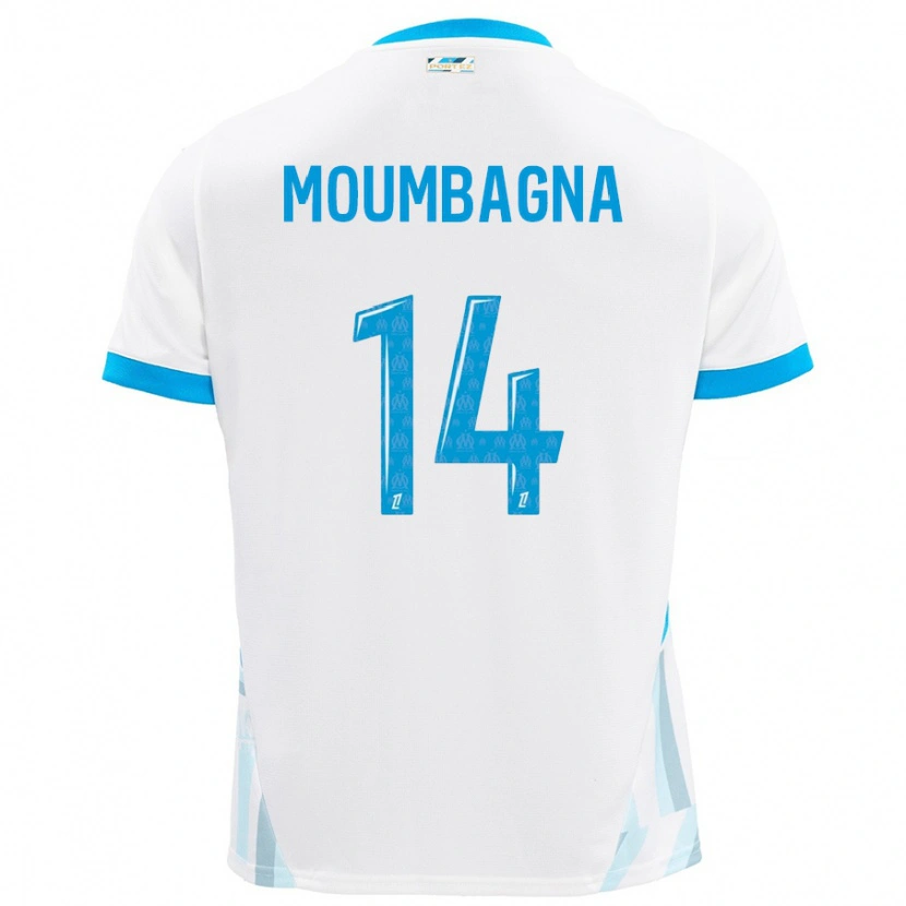 Danxen Dětské Faris Moumbagna #14 Bílá Nebesky Modrá Domů Hráčské Dresy 2024/25 Dres