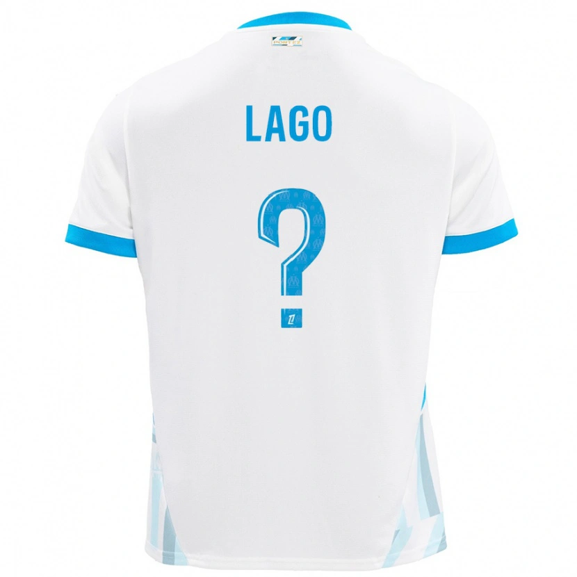 Danxen Dětské Ange Lago #0 Bílá Nebesky Modrá Domů Hráčské Dresy 2024/25 Dres