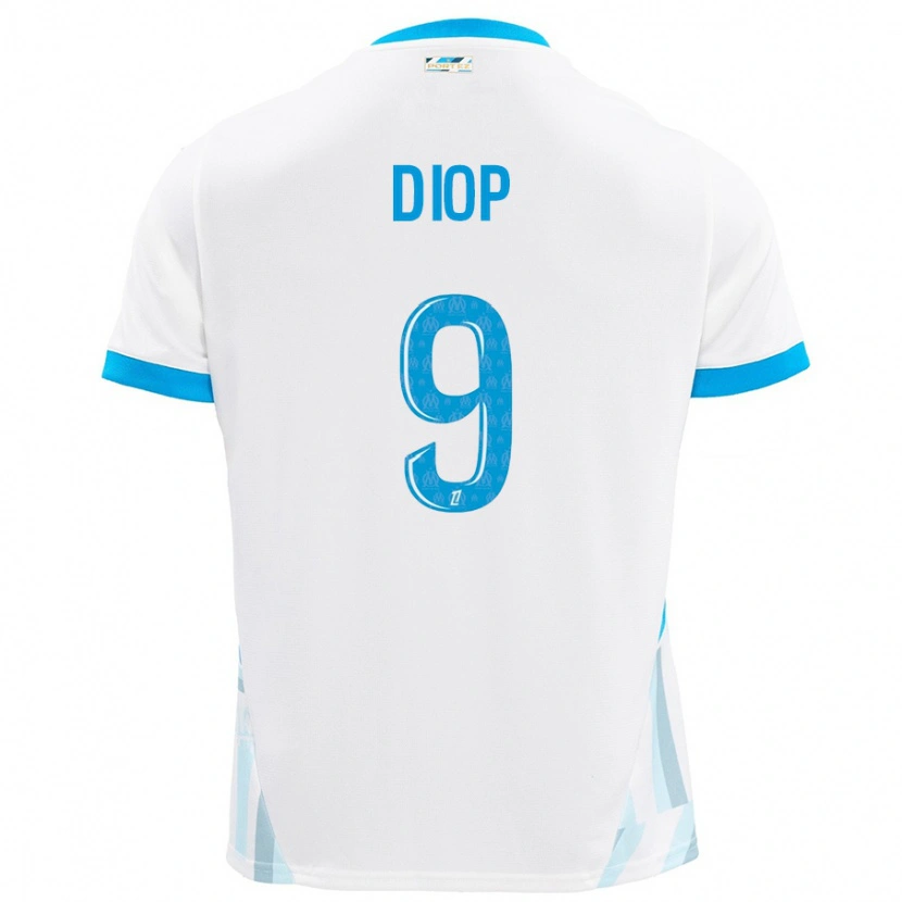 Danxen Dětské Mama Diop #9 Bílá Nebesky Modrá Domů Hráčské Dresy 2024/25 Dres