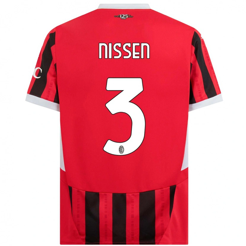 Danxen Dětské Fredrik Nissen #3 Červená Černá Domů Hráčské Dresy 2024/25 Dres