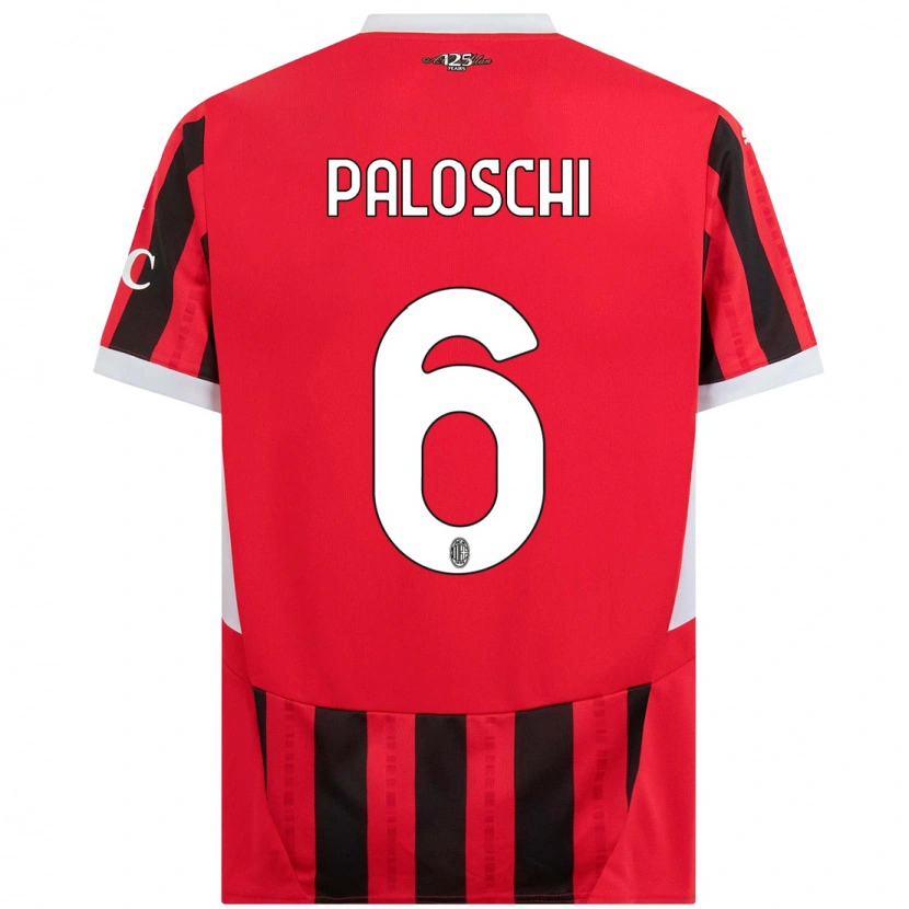 Danxen Dětské Dorian Paloschi #6 Červená Černá Domů Hráčské Dresy 2024/25 Dres