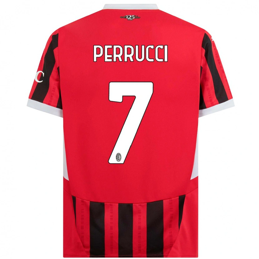 Danxen Dětské Vincenzo Perrucci #7 Červená Černá Domů Hráčské Dresy 2024/25 Dres