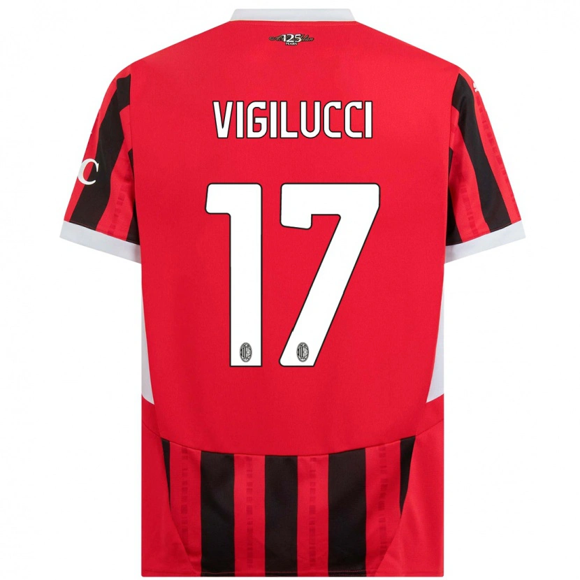 Danxen Dětské Valery Vigilucci #17 Červená Černá Domů Hráčské Dresy 2024/25 Dres