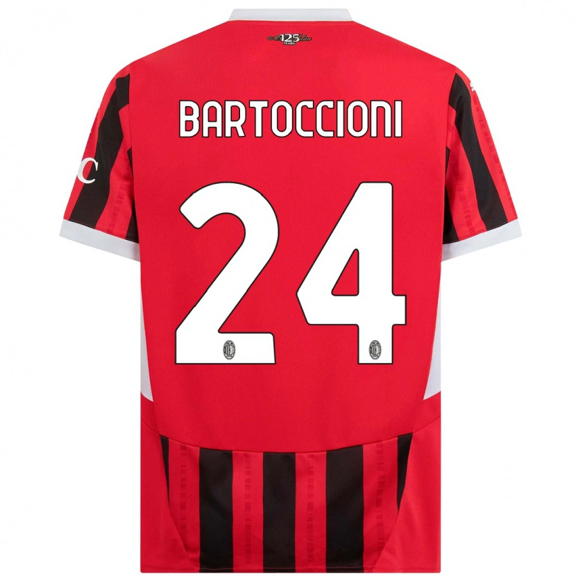 Danxen Dětské Andrea Bartoccioni #24 Červená Černá Domů Hráčské Dresy 2024/25 Dres