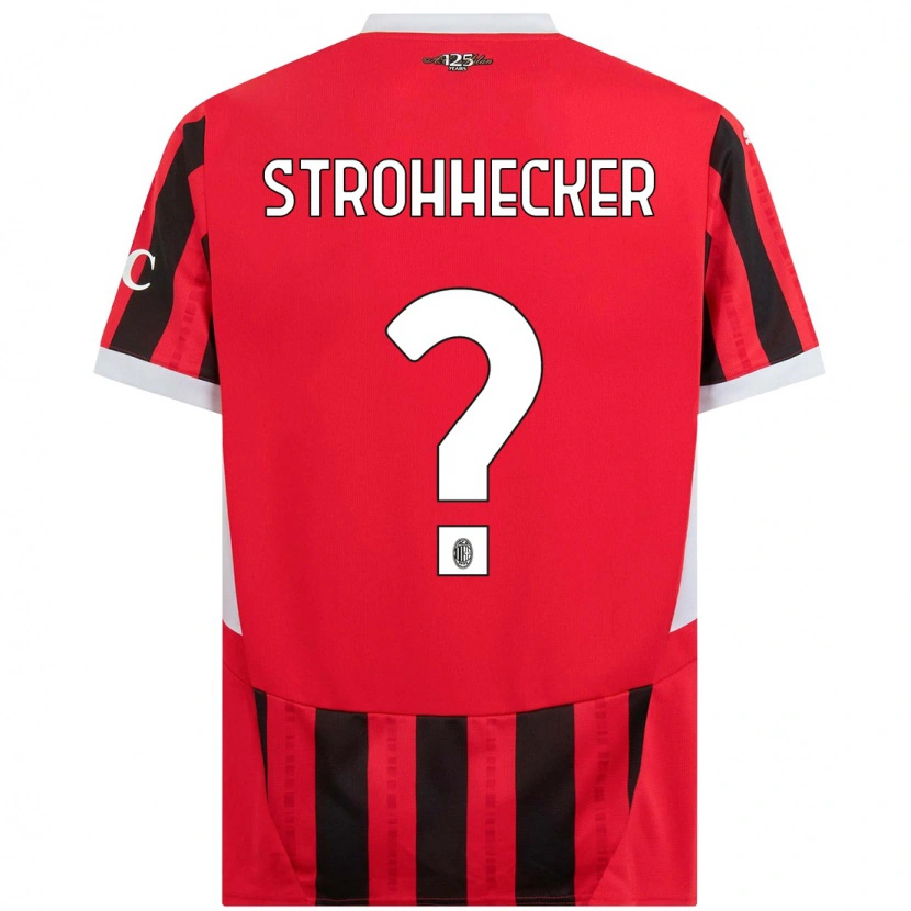 Danxen Dětské Riccardo Strohhecker #0 Červená Černá Domů Hráčské Dresy 2024/25 Dres