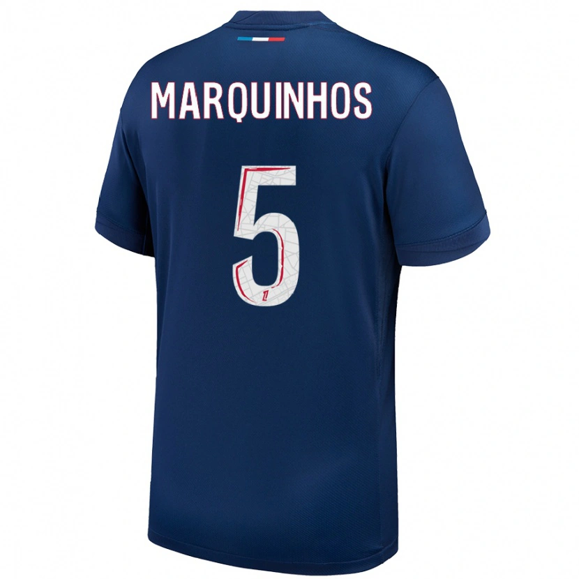 Danxen Dětské Marquinhos #5 Námořnická Modrá Bílá Domů Hráčské Dresy 2024/25 Dres
