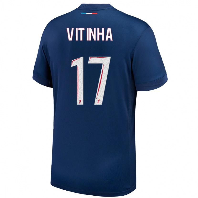 Danxen Dětské Vitinha #17 Námořnická Modrá Bílá Domů Hráčské Dresy 2024/25 Dres