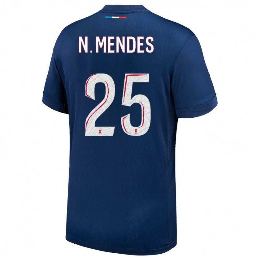 Danxen Dětské Nuno Mendes #25 Námořnická Modrá Bílá Domů Hráčské Dresy 2024/25 Dres