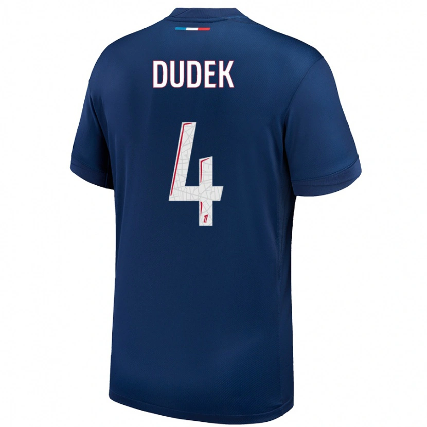Danxen Dětské Paulina Dudek #4 Námořnická Modrá Bílá Domů Hráčské Dresy 2024/25 Dres