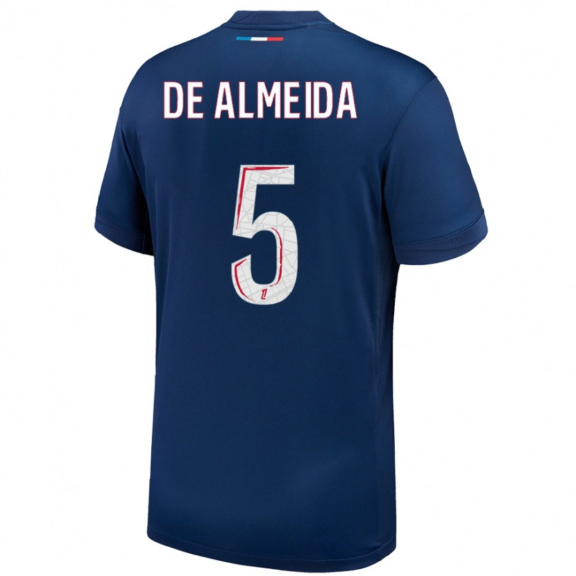 Danxen Dětské Élisa De Almeida #5 Námořnická Modrá Bílá Domů Hráčské Dresy 2024/25 Dres