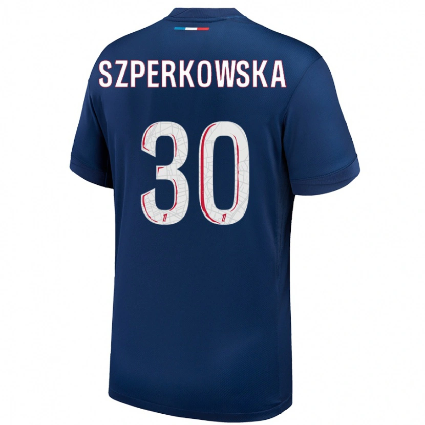 Danxen Dětské Oliwia Szperkowska #30 Námořnická Modrá Bílá Domů Hráčské Dresy 2024/25 Dres