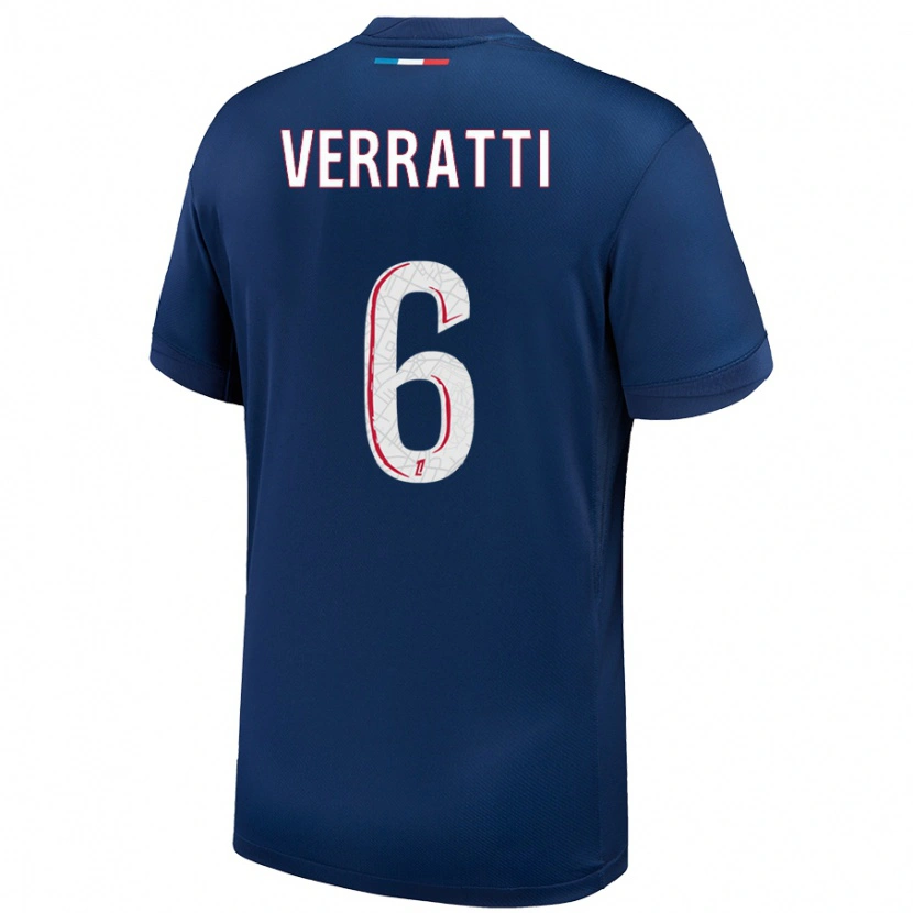 Danxen Dětské Marco Verratti #6 Námořnická Modrá Bílá Domů Hráčské Dresy 2024/25 Dres