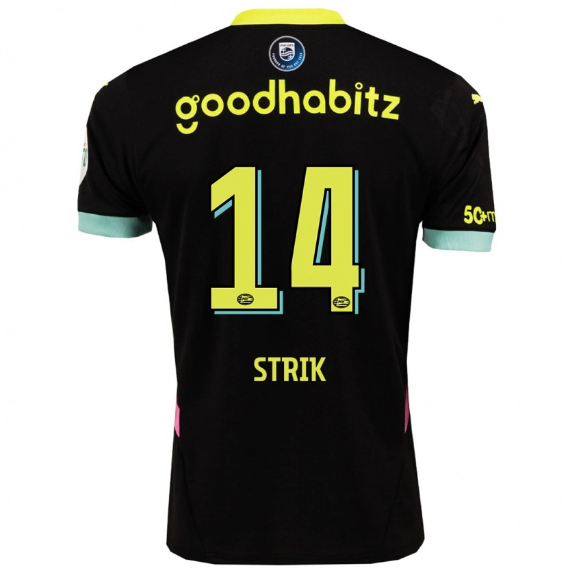 Danxen Dětské Laura Strik #14 Černá Žlutá Daleko Hráčské Dresy 2024/25 Dres