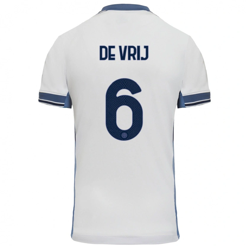 Danxen Dětské Stefan De Vrij #6 Bílá Šedá Daleko Hráčské Dresy 2024/25 Dres