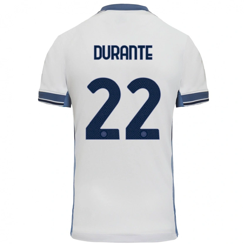 Danxen Dětské Francesca Durante #22 Bílá Šedá Daleko Hráčské Dresy 2024/25 Dres
