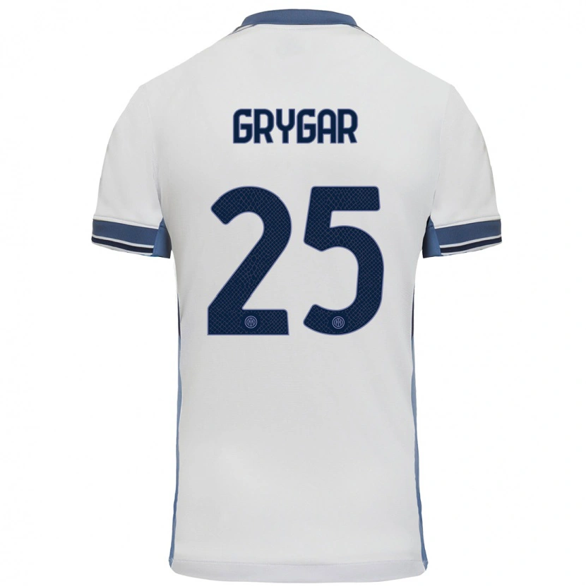 Danxen Dětské Samuel Grygar #25 Bílá Šedá Daleko Hráčské Dresy 2024/25 Dres