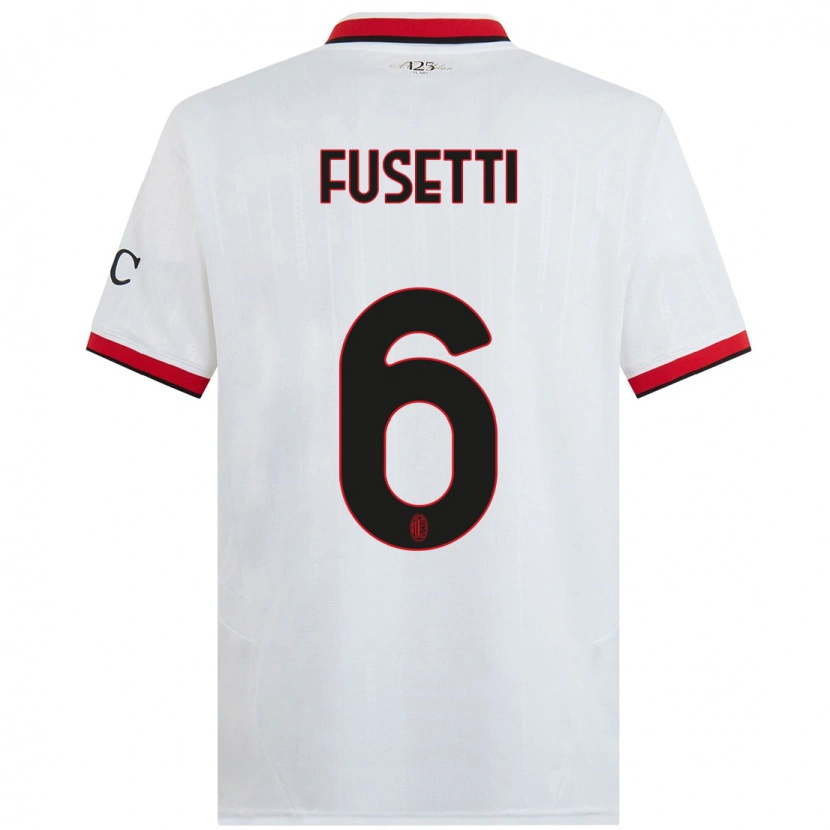Danxen Dětské Laura Fusetti #6 Bílá Černá Červená Daleko Hráčské Dresy 2024/25 Dres