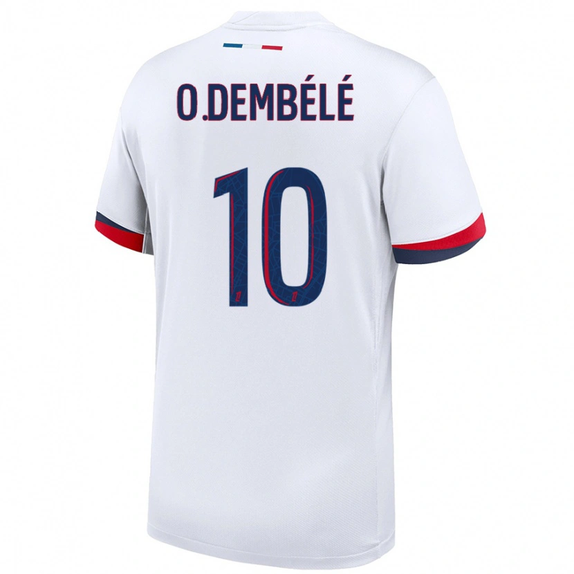 Danxen Dětské Ousmane Dembélé #10 Bílá Modrá Červená Daleko Hráčské Dresy 2024/25 Dres
