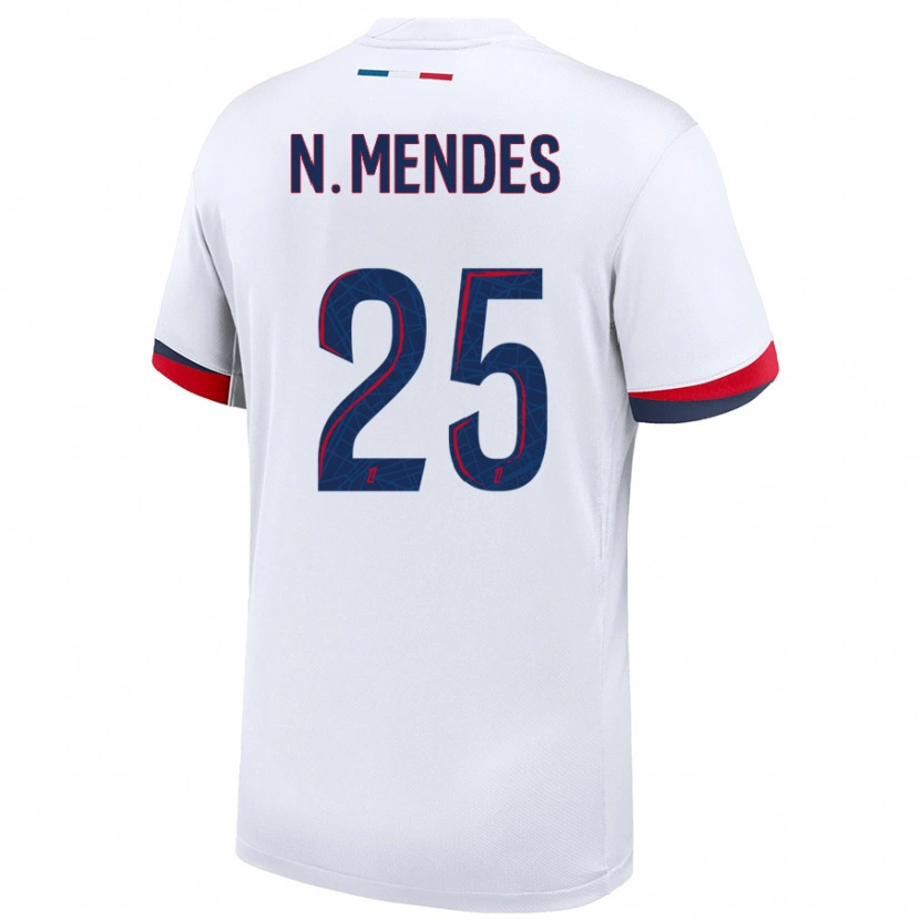 Danxen Dětské Nuno Mendes #25 Bílá Modrá Červená Daleko Hráčské Dresy 2024/25 Dres